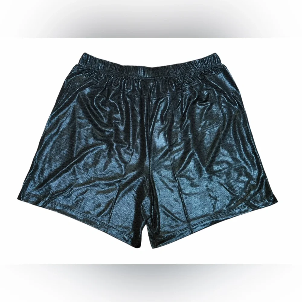 NEW Savage X Fenty Chain Reaction Metallic Black Basketball Shorts Streetwear L - Picture 7 of 14